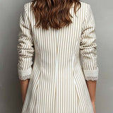Retro Striped Lace Short Sleeve Blazer