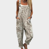 Jumpsuit - Refined, Bright Embroidered Flowers