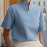 Stand Collar Minimalist Structured Blouse