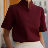 Stand Collar Minimalist Structured Blouse