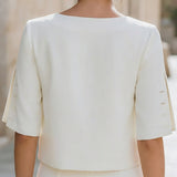 Button Detail Split Sleeve Elegant Top