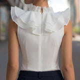 Sleeveless Chiffon Ruffled V-Neck Top