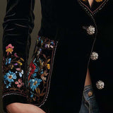 Embroidered Floral Velvet Blazer