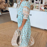 MANA | MIDI DRESS WITH FLORAL PATTERNS AND V-NECK