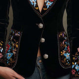 Embroidered Floral Velvet Blazer