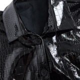 Glossy Black Crocodile Embossed Shirt