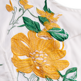 Sleeveless Blouse with Yellow Floral Embroidery