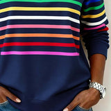 ARCADIA | Mode Sweatshirt with Half Zipper and Rainbow Stripes