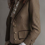 Classic Houndstooth Tweed Tailored Blazer