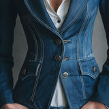 Timeless Fitted Denim Jacket with Pockets