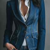 Timeless Fitted Denim Jacket with Pockets
