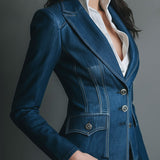 Timeless Fitted Denim Jacket with Pockets
