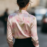 Elegant Satin Floral Blouse