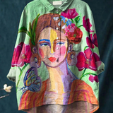 Amaris | Oil Painting Women's Portrait Art Printed Women's Casual  Shirt