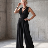 Vincenza | Deep V Waist Defined Wide Leg Jumpsuit