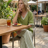 Wren | Contrast V Neck Tunic Stripe Trouser Set