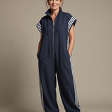Lark | Zip Front Stripe Panel Jumpsuit