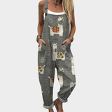 Jumpsuit - Gray jumpsuit with playful boho pattern in gray