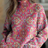 Anna | Retro Ethnic Floral Turtleneck