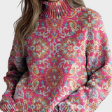Anna | Retro Ethnic Floral Turtleneck