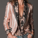 Tailored Blazer with Bohemian Satin Stripes