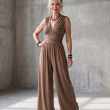 Vincenza | Deep V Waist Defined Wide Leg Jumpsuit