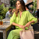 Natalia | Zip Front Blouson Top Wide Leg Set