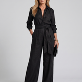 Jovie | Long Sleeve Button Front Wide Leg Jumpsuit