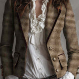 Classic Houndstooth Tweed Tailored Blazer