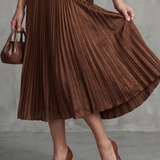 Theodora | Pleated Waistline Stripe Midi Dress