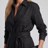 Jovie | Long Sleeve Button Front Wide Leg Jumpsuit