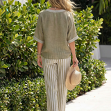 Wren | Contrast V Neck Tunic Stripe Trouser Set
