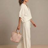 Natalia | Zip Front Blouson Top Wide Leg Set