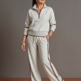 Rain | Zip Neck Long Sleeve Side Stripe Leg Pants Set