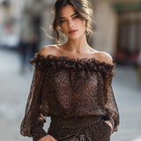 Off Shoulder Ruffle Neck Blouse