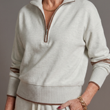 Rain | Zip Neck Long Sleeve Side Stripe Leg Pants Set