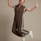 Lark | Zip Front Stripe Panel Jumpsuit
