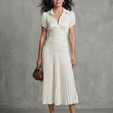 Theodora | Pleated Waistline Stripe Midi Dress