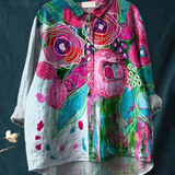 Skylar | Vintage Lovely Floral Art Print Casual  Shirt