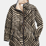 Loxana™ | Retro Hand-Drawn Circle Design Quilted Jacket