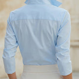 Wrap-Front Tailored Blouse With Structured Collar