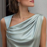 Elegant Sleeveless Satin Draped Neck Blouse