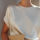 Minimalist Acetate Satin Relaxed Blouse