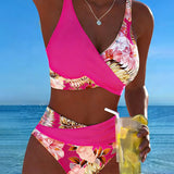 Jolina | Floral Contrast Split Bikini