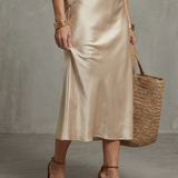 Luciana | Bias Fall Satin Skirt Knit Layer Set
