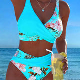 Jolina | Floral Contrast Split Bikini