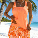 Barbara | Elegant Ocean Print Split Tankini