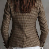 Classic Houndstooth Tweed Tailored Blazer