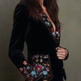 Embroidered Floral Velvet Blazer