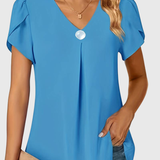 Basha | Ruffle Short Sleeve Blouse With Single Button